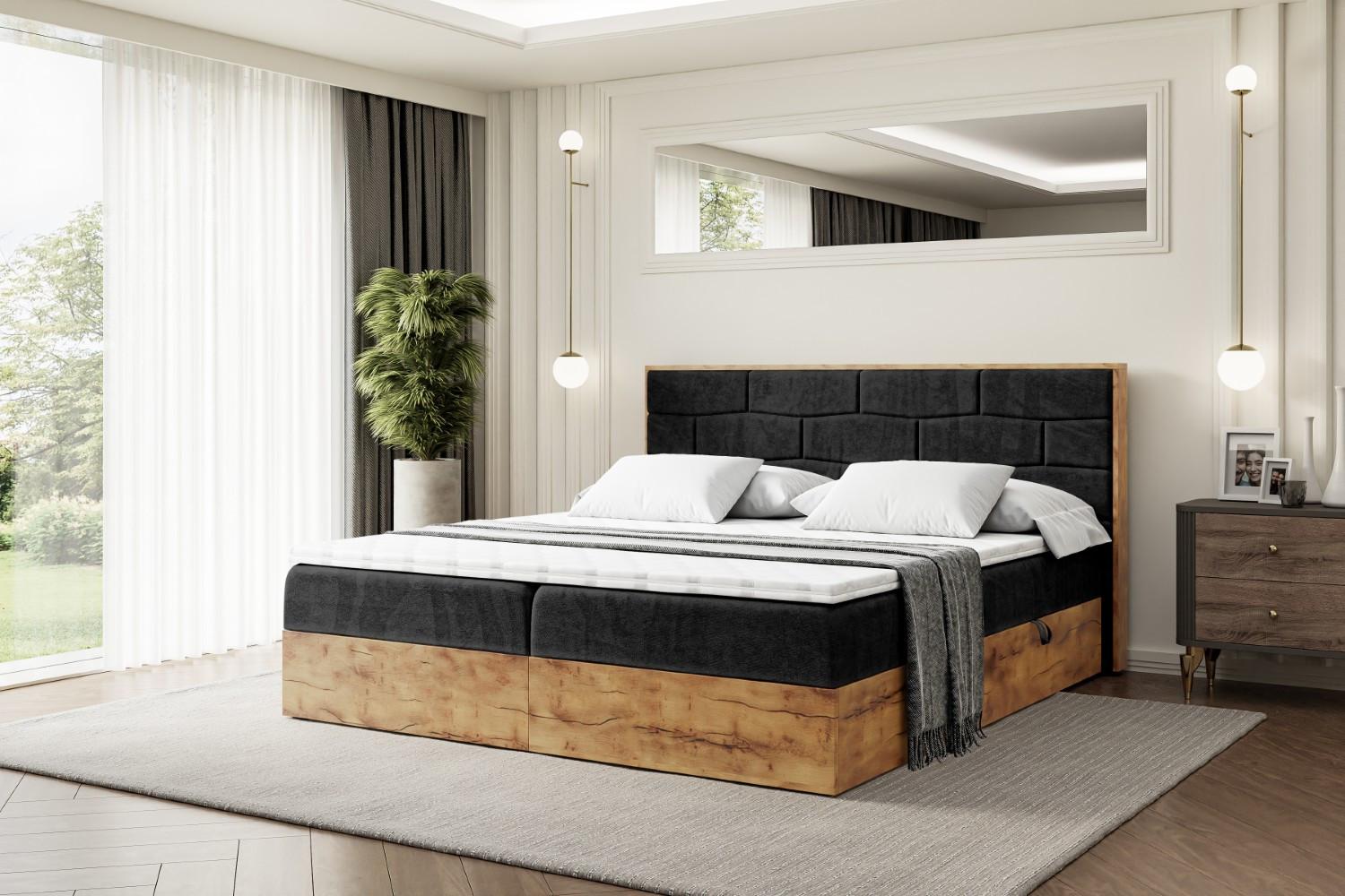 wohnli-moebel-suche-800000517282-1 BOXBETT mit Matratze H4 und Lattenrost - LOLLI8 - 180x200 - Schwarz Holzwerkstoff ALTDECOR Möbel > Betten > Boxspringbetten Schwarz