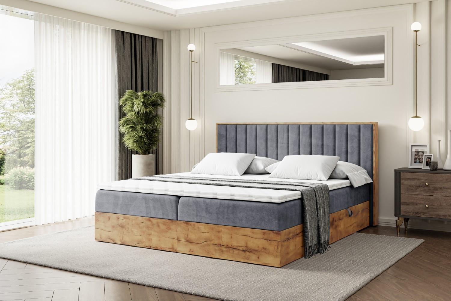 wohnli-moebel-suche-800000517325-1 BOXBETT mit Matratze H4 und Lattenrost - LOLLI4 - 140x200 - Dunkelgrau Holzwerkstoff ALTDECOR Möbel > Betten > Boxspringbetten Grau