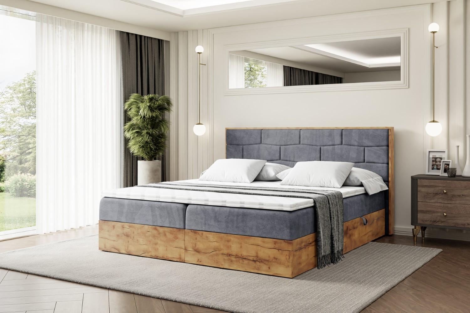 BOXBETT mit Matratze H4 und Lattenrost - LOLLI8 - 140x200 - Dunkelgrau Holzwerkstoff ALTDECOR Möbel > Betten > Boxspringbetten Grau