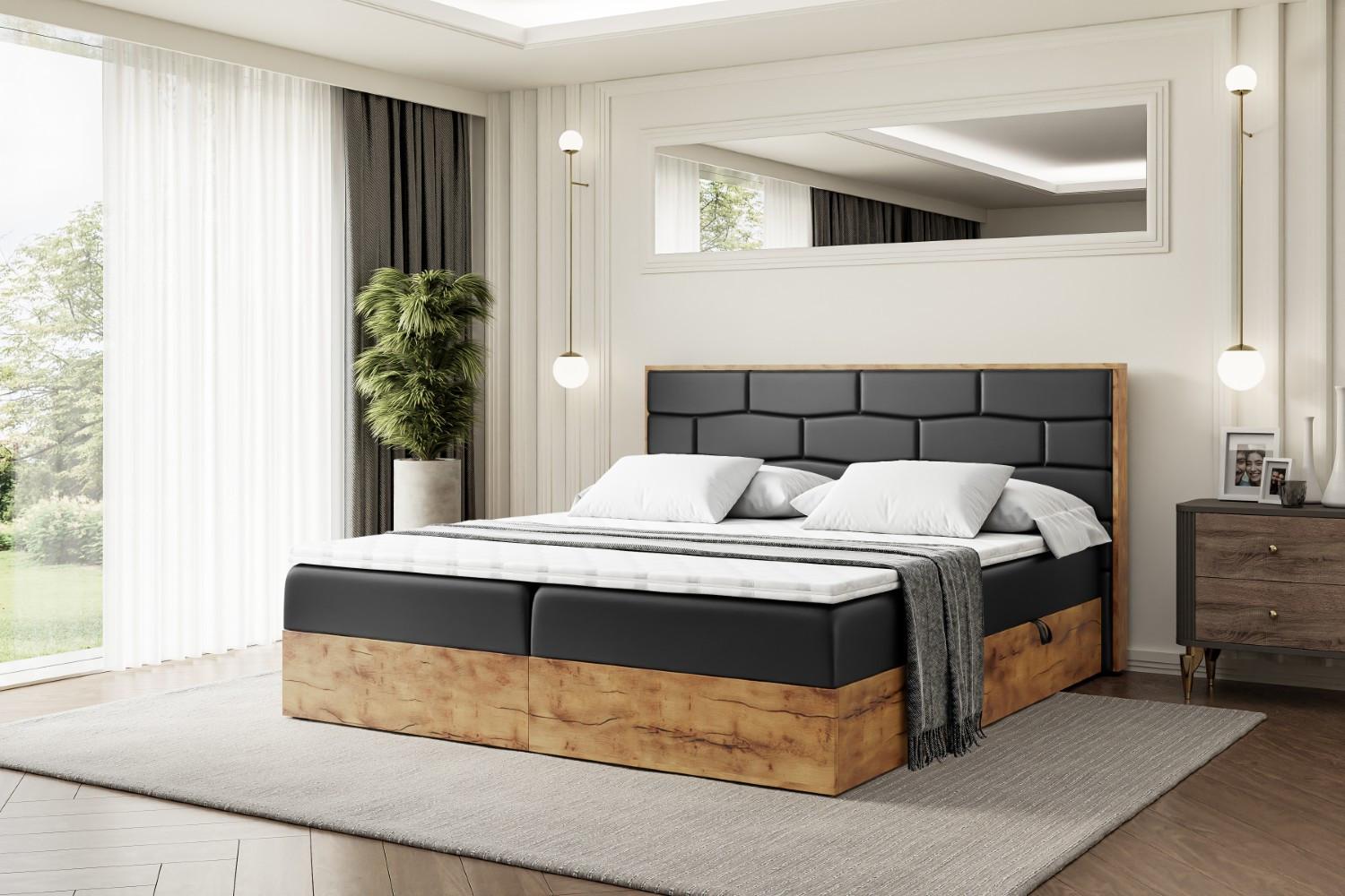 wohnli-moebel-suche-800000517409-1 BOXBETT mit Matratze H4 und Lattenrost - LOLLI8 - 160x200 - Schwarz Hochglanz Holzwerkstoff ALTDECOR Möbel > Betten > Boxspringbetten Schwarz