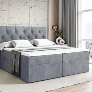BOXBETT mit Matratze H3 und Lattenrost - MIRAGE - 200x200 Grau Holzwerkstoff ALTDECOR Möbel > Betten > Boxspringbetten Grau