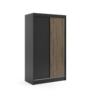 wohnli-moebel-suche-800000517771 Wohnli Möbelsuche - KLEIDERSCHRANK VILAN mit Lamel/LED - 120 cm - Schwarz|Eiche Wotan