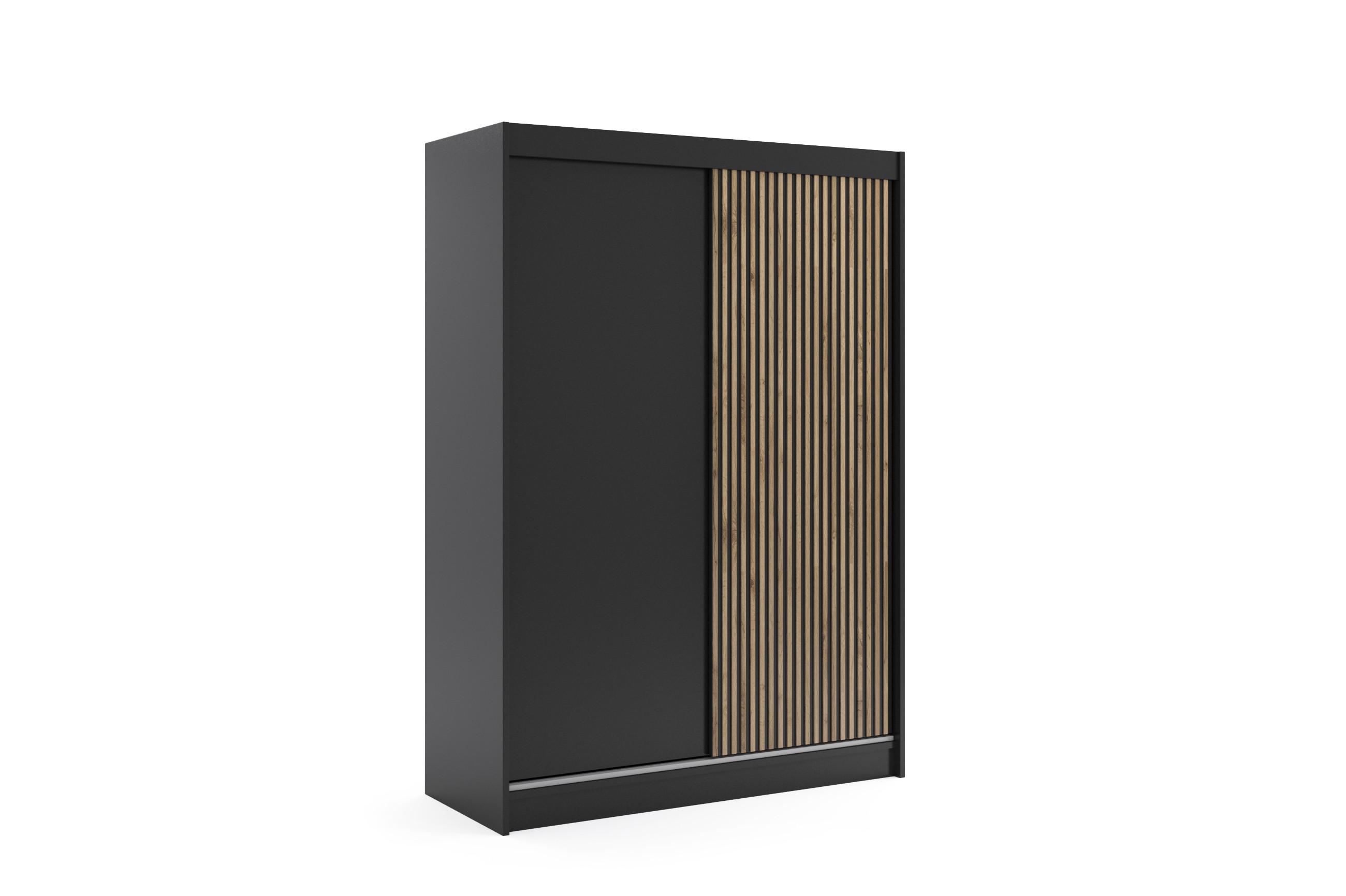 wohnli-moebel-suche-800000517788 Wohnli Möbelsuche - KLEIDERSCHRANK VILAN mit Lamel - 150 cm - Schwarz|Eiche Wotan