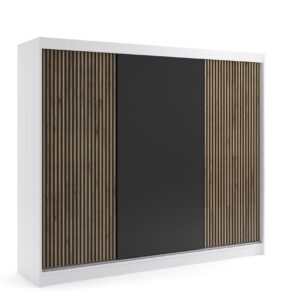 wohnli-moebel-suche-800000517791 Wohnli Möbelsuche - KLEIDERSCHRANK VILAN mit Lamel - 250 cm - Weiß|Eiche Wotan