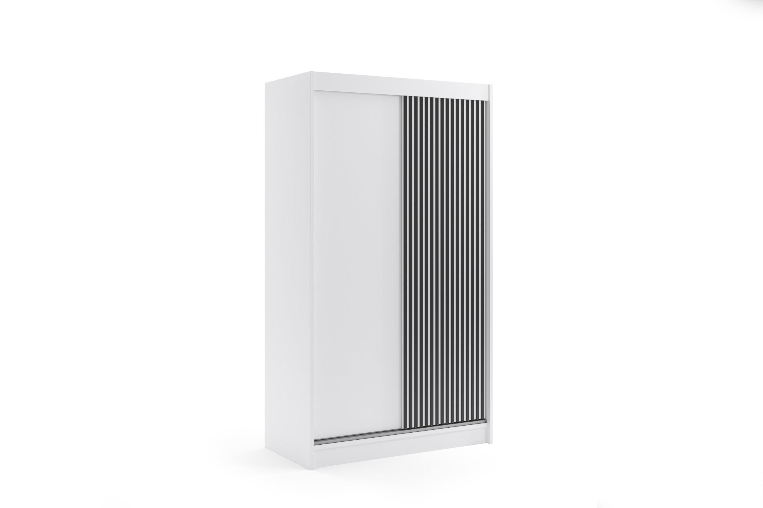 wohnli-moebel-suche-800000517798 Wohnli Möbelsuche - KLEIDERSCHRANK VILAN mit Lamel/LED - 120 cm - Weiß|Schwarz