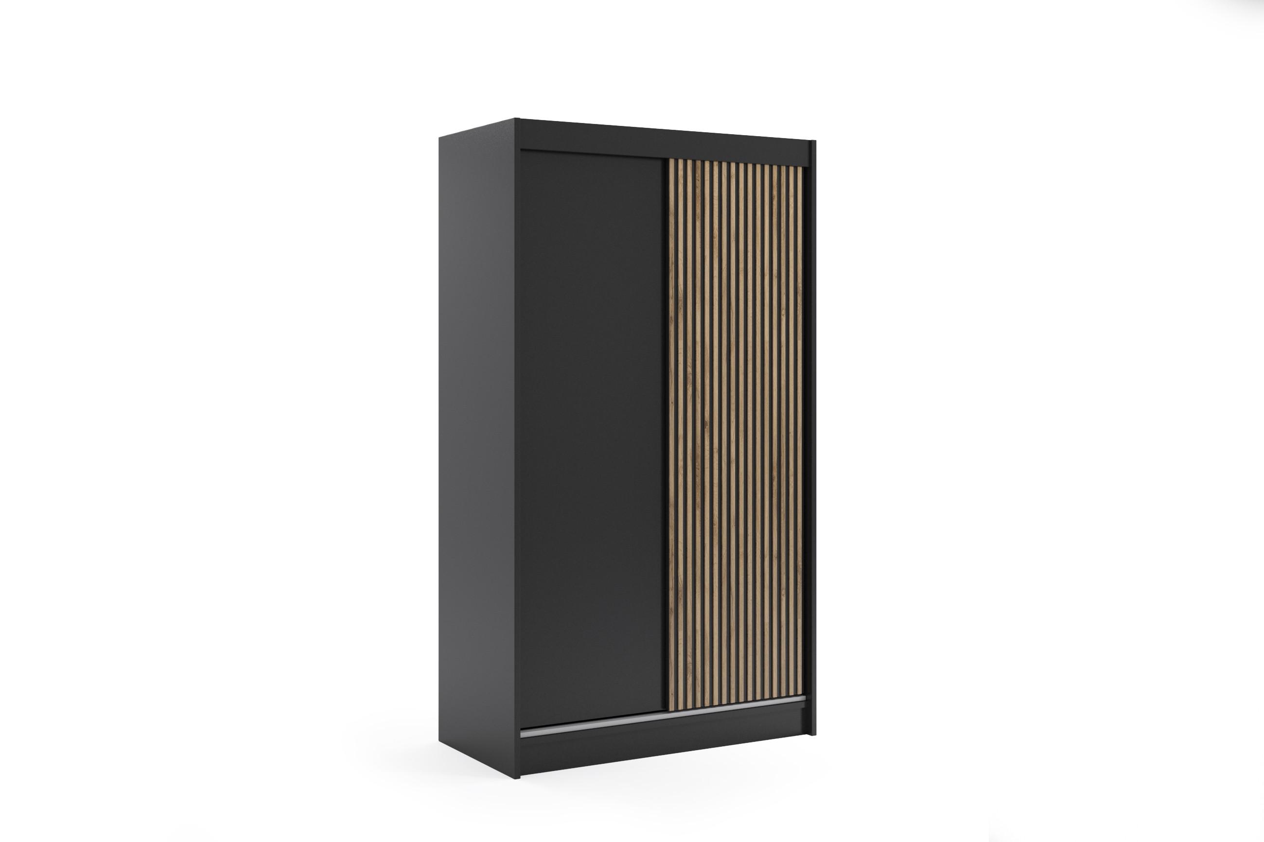 wohnli-moebel-suche-800000517842 Wohnli Möbelsuche - KLEIDERSCHRANK VILAN mit Lamel - 120 cm - Schwarz|Eiche Wotan