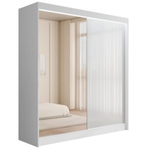 wohnli-moebel-suche-800000517873 Wohnli Möbelsuche - KLEIDERSCHRANK VESLI mit LED - 200 cm - Weiß