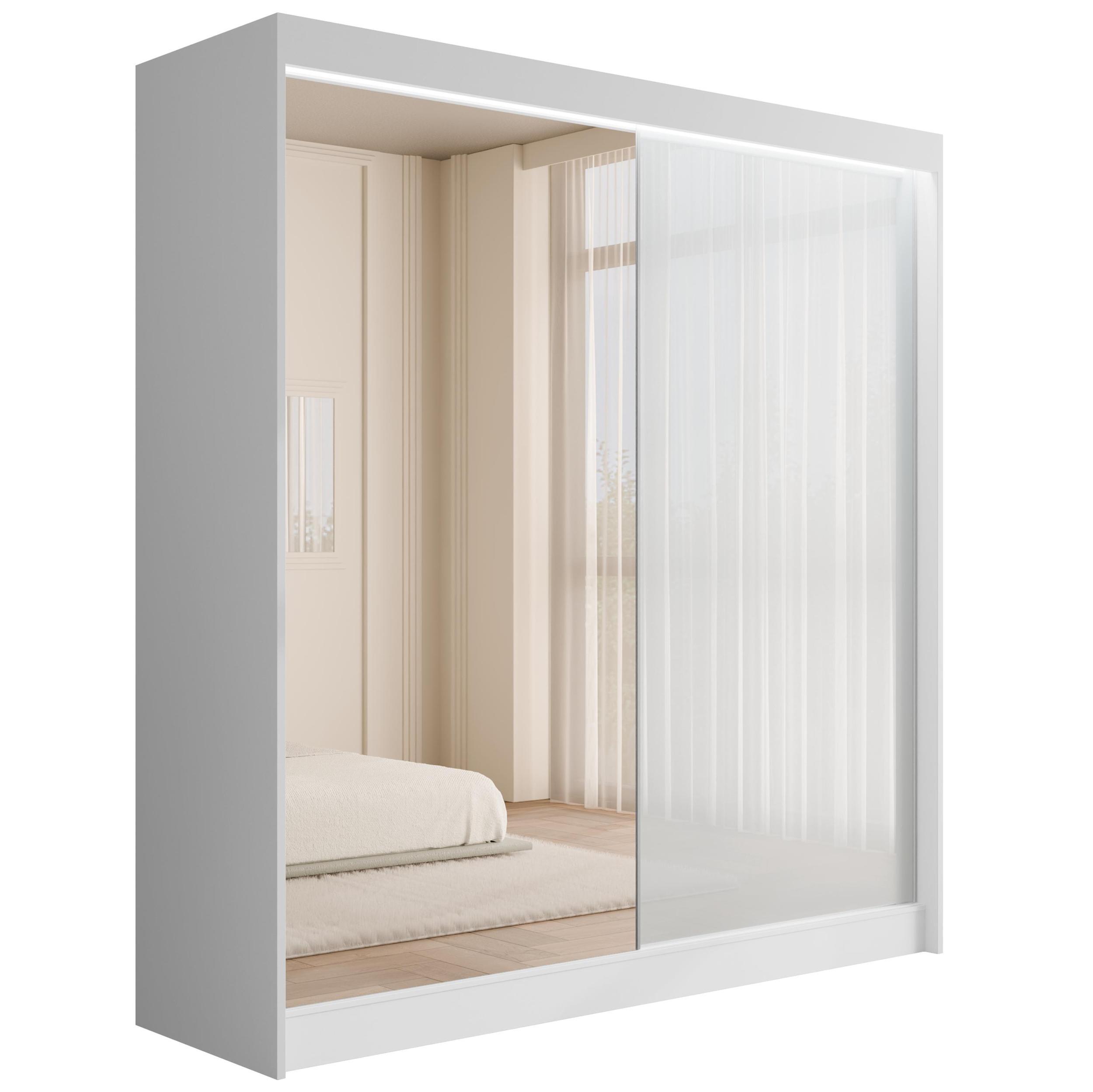 wohnli-moebel-suche-800000517873 Wohnli Möbelsuche - KLEIDERSCHRANK VESLI mit LED - 200 cm - Weiß