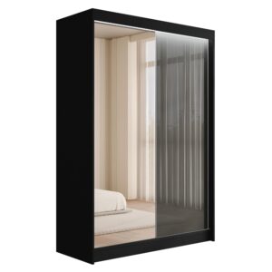 wohnli-moebel-suche-800000517874 Wohnli Möbelsuche - KLEIDERSCHRANK VESLI mit LED - 150 cm - Schwarz|Grau