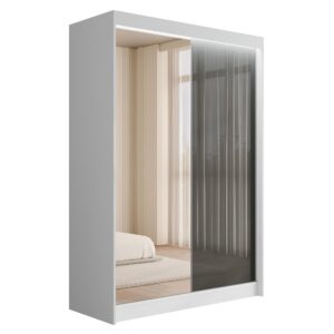 wohnli-moebel-suche-800000517883 Wohnli Möbelsuche - KLEIDERSCHRANK VESLI mit LED - 120 cm - Weiß|Grau