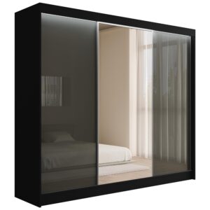 wohnli-moebel-suche-800000517887 Wohnli Möbelsuche - KLEIDERSCHRANK VESLI mit LED - 250 cm - Schwarz|Grau