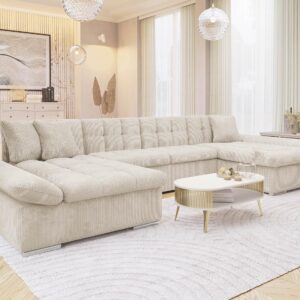WOHNLANDSCHAFTEN Alia Cord Textil MIRJAN24 Möbel > Sofas & Couches > Wohnlandschaften > Wohnlandschaften U-Form Weiß