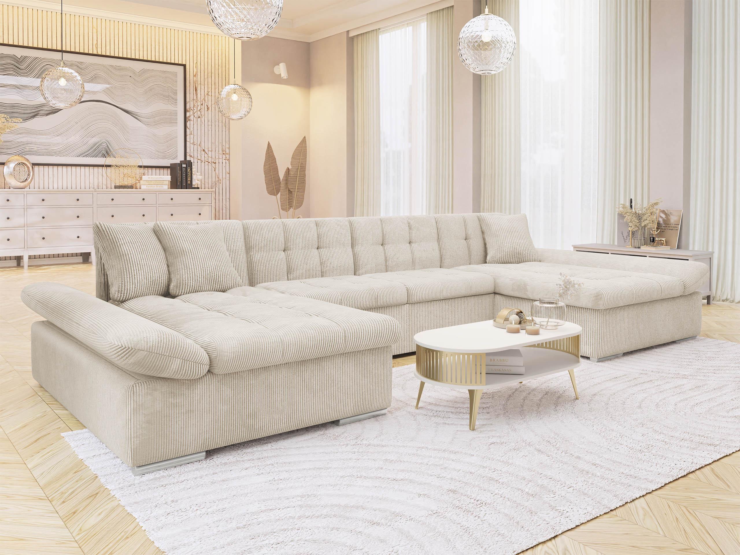 WOHNLANDSCHAFTEN Alia Cord Textil MIRJAN24 Möbel > Sofas & Couches > Wohnlandschaften > Wohnlandschaften U-Form Weiß