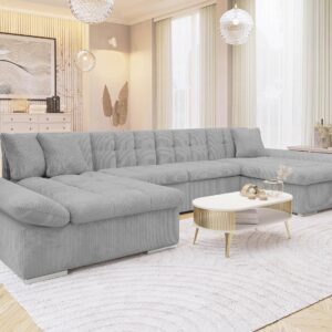 WOHNLANDSCHAFTEN Alia Cord Textil MIRJAN24 Möbel > Sofas & Couches > Wohnlandschaften > Wohnlandschaften U-Form Grau