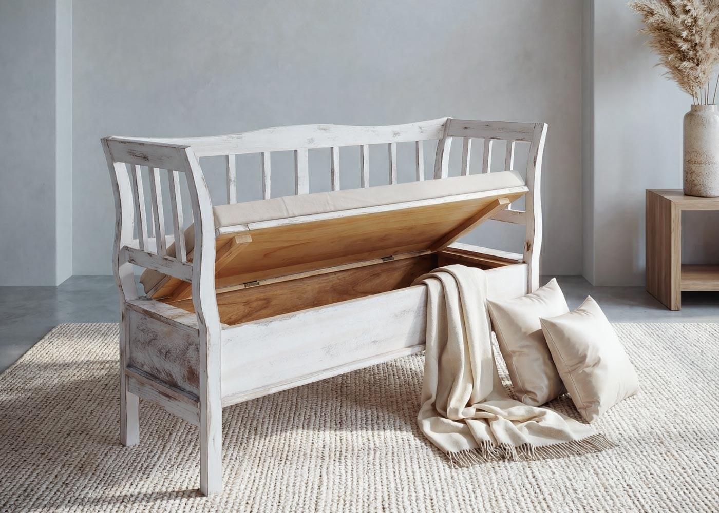 SITZBANK STAUFACH SHABBY-LOOK Cremeweiß Holz MCW Möbel > Bänke > Sitzbänke Weiß