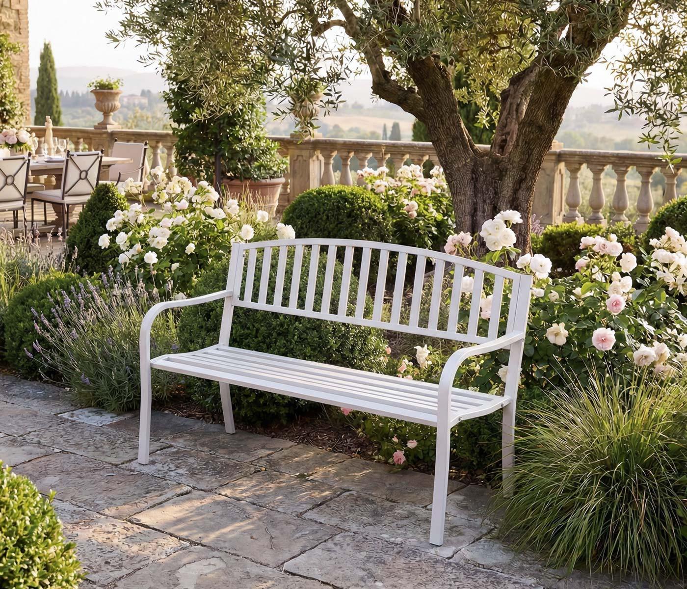 wohnli-moebel-suche-800000520300-1 GARTENBANK Weiß Metall MCW Garten & Outdoor > Gartenmöbel > Gartenbänke Weiß