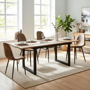 wohnli-moebel-suche-800000522154-1 ESSTISCH Erweiterbar Eicheoptik schwarz Holz, Metall Urban Meuble Möbel > Tische > Esstische Weiß
