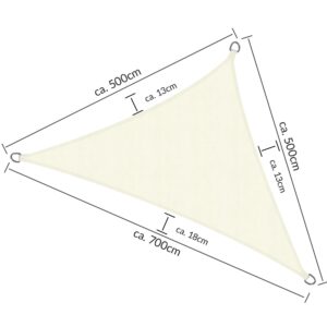 wohnli-moebel-suche-800000522398-1 SONNENSEGEL SolVision PS9 500/500/700 cm dreieckig Creme PE Kunststoff Sol Royal Garten & Outdoor > Sonnen- & Sichtschutz > Sonnensegel Weiß