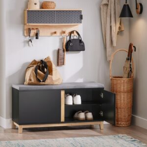 wohnli-moebel-suche-800000523152-1 SCHUHBANK Schwarz-Natur Holzwerkstoff, Holz SoBuy Garderoben > Garderobenbänke Schwarz