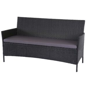 Wohnli Möbelsuche - 3-SITZER POLY-RATTAN GARTENBANK Anthrazit