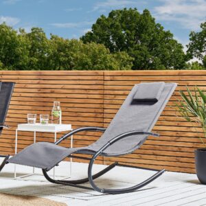 wohnli-moebel-suche-800000524406-1 GARTENLIEGE Schaukelfunktion hellgrau Carano II Metall Beliani Garten & Outdoor > Gartenmöbel > Gartenstühle Grau