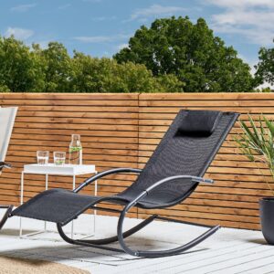 wohnli-moebel-suche-800000524410-1 GARTENLIEGE Schaukelfunktion Schwarz Carano II Metall Beliani Garten & Outdoor > Gartenmöbel > Gartenstühle Schwarz
