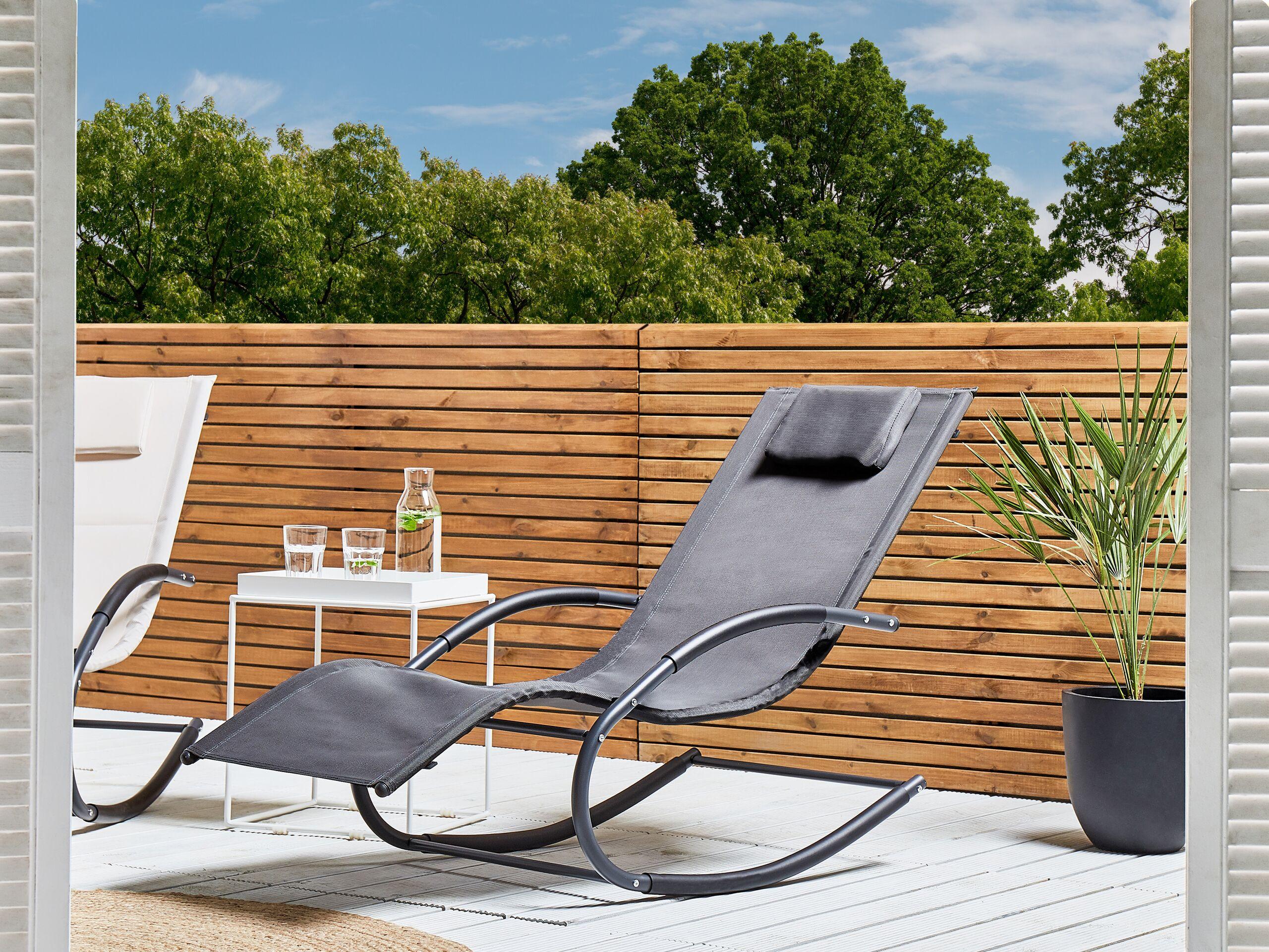 GARTENLIEGE Schaukelfunktion dunkelgrau Carano II Metall Beliani Garten & Outdoor > Gartenmöbel > Gartenstühle Grau