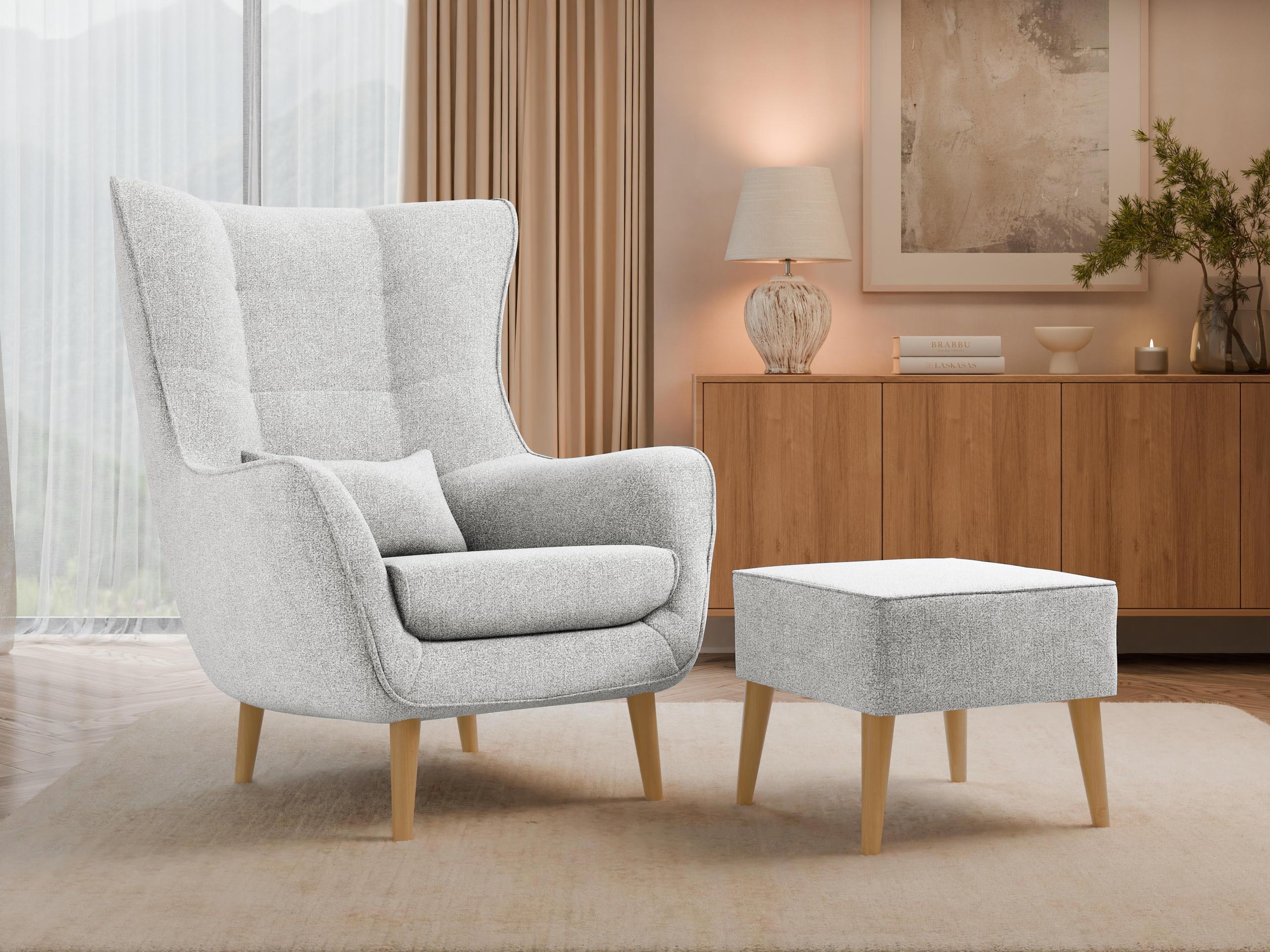 SESSEL Estjano mit Fußbank Textil MIRJAN24 Möbel > Sessel > Polstersessel Grau