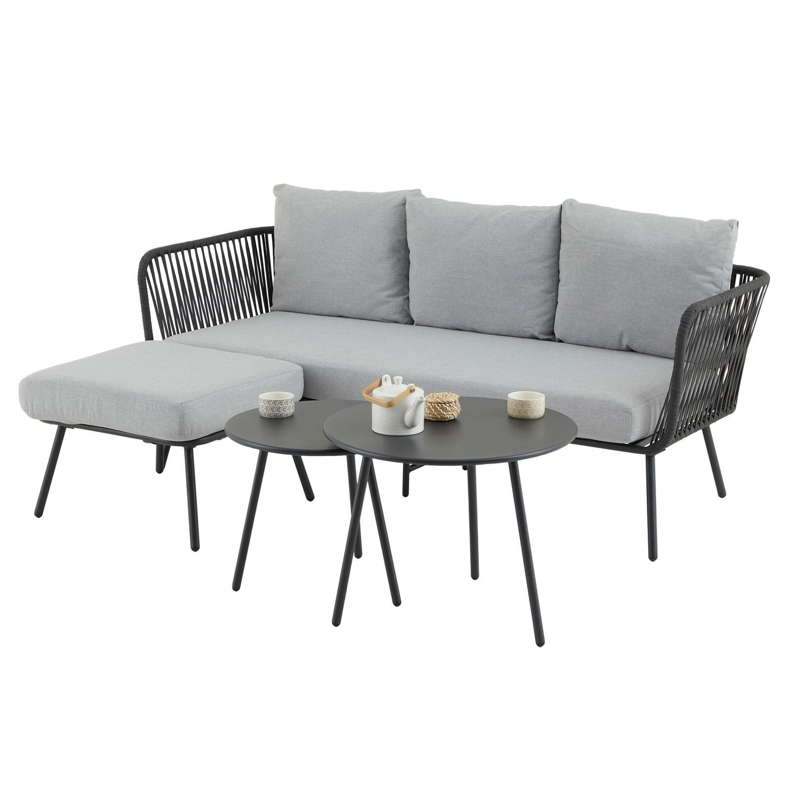 Wohnli Möbelsuche - GARTENLOUNGE MYKONOS 4er Set grau/schwarz