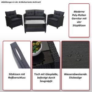 wohnli-moebel-suche-800000526861-1 XXL POLY-RATTAN GARNITUR 4-TLG Braun Kunststoff MCW Garten & Outdoor > Gartenmöbel > Gartenmöbel-Sets Braun