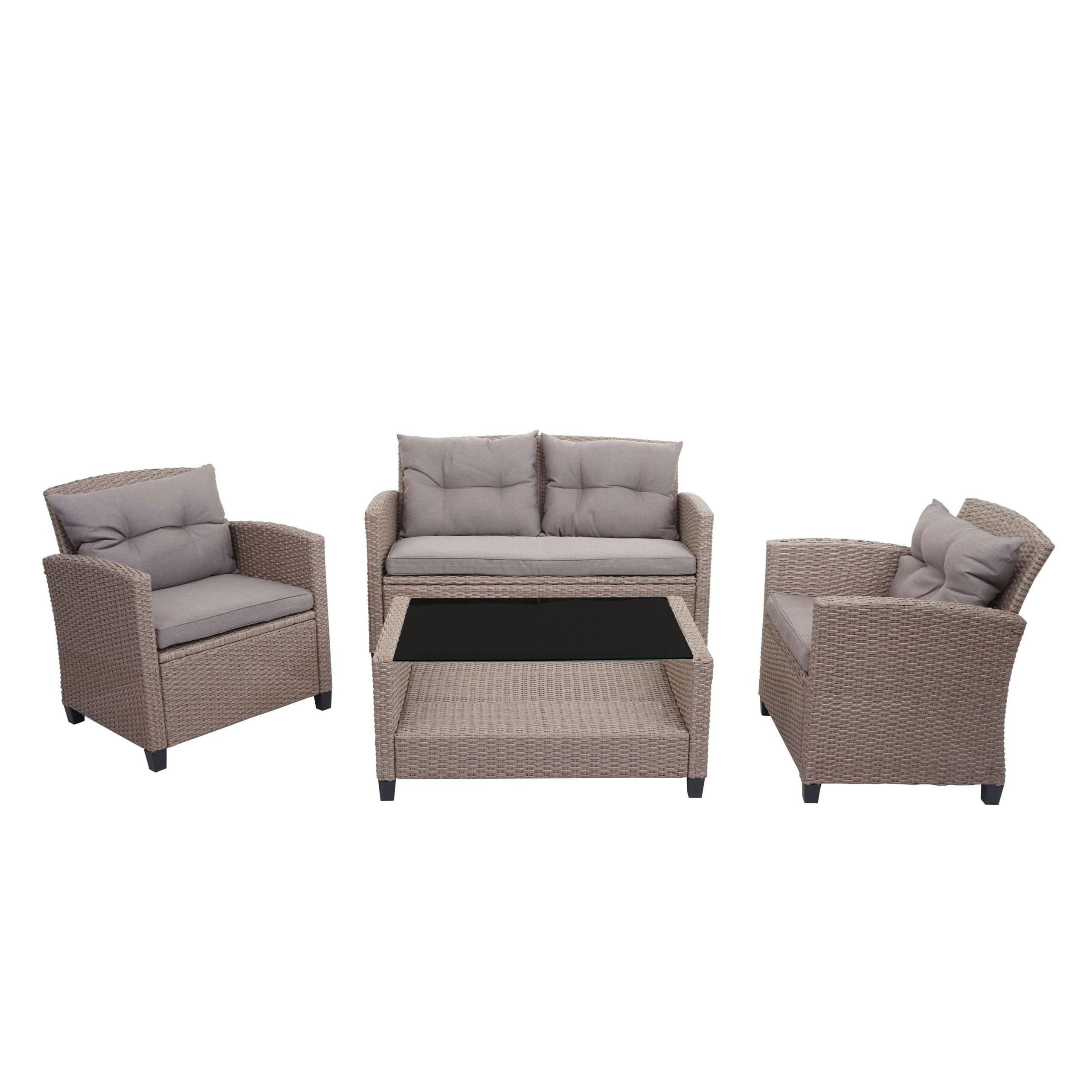 Wohnli Möbelsuche - XXL POLY-RATTAN GARNITUR 4-TLG Braun