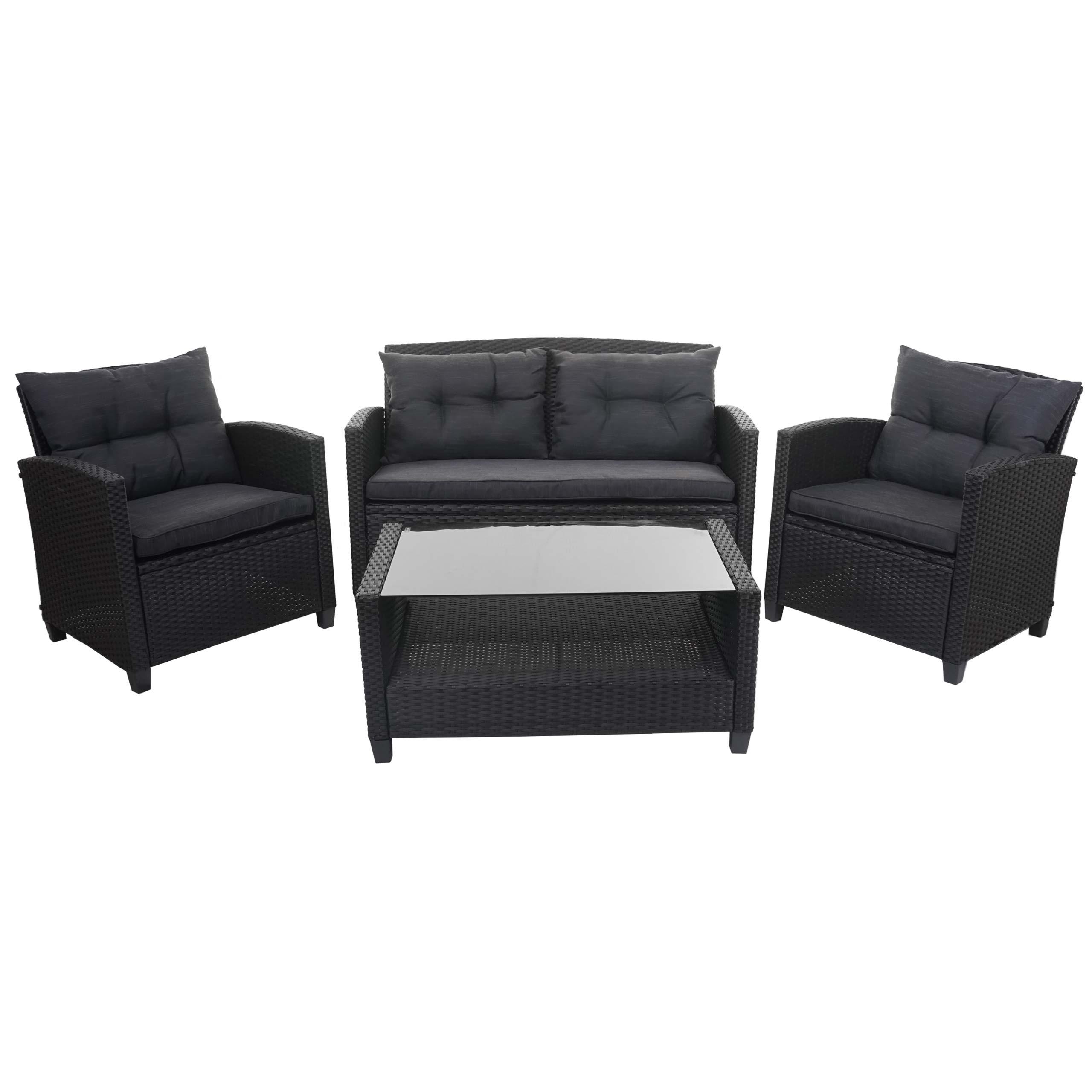 Wohnli Möbelsuche - XXL POLY-RATTAN GARNITUR 4-TLG Anthrazit