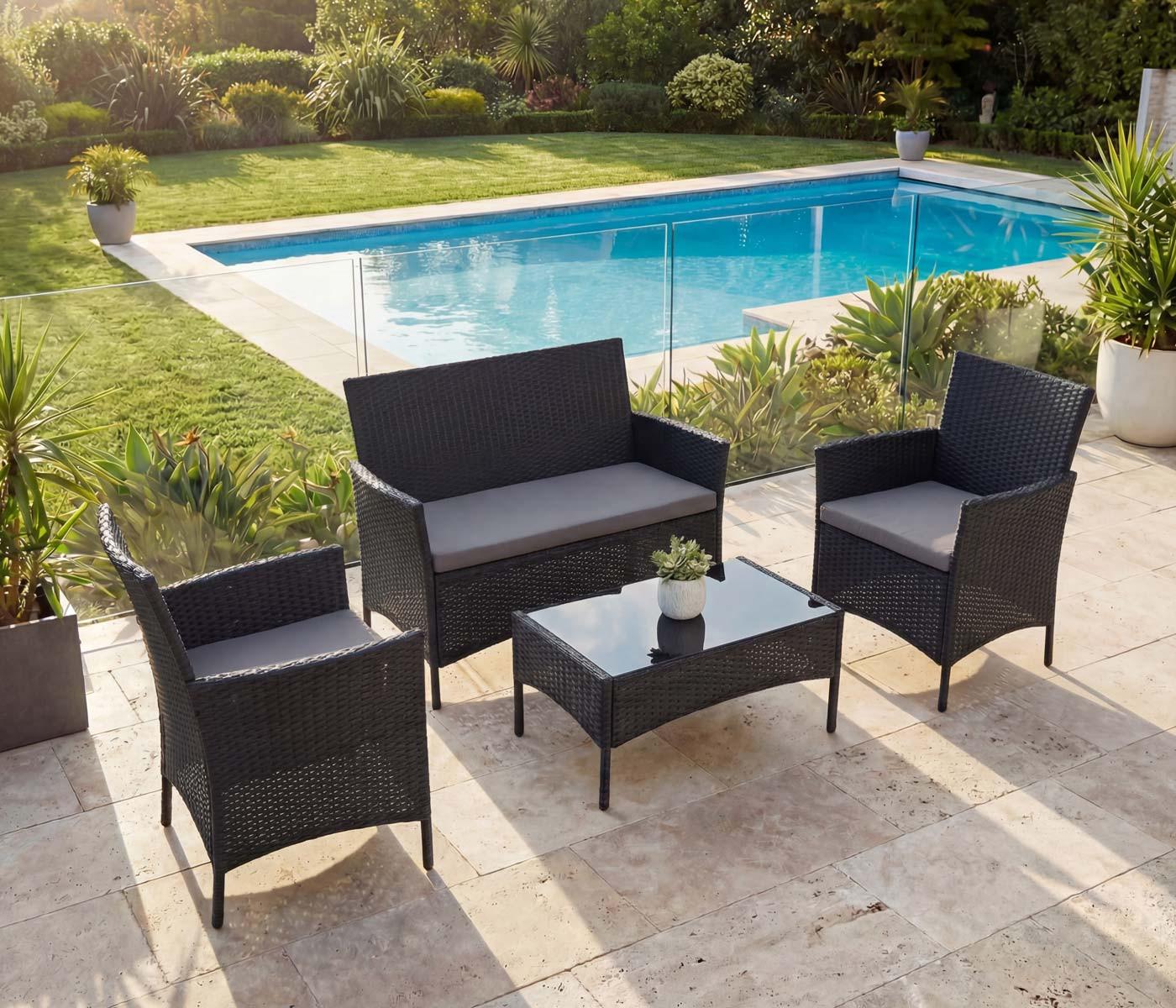 wohnli-moebel-suche-800000526894-1 POLY-RATTAN GARTEN-GARNITUR Anthrazit Kunststoff MCW Garten & Outdoor > Gartenmöbel > Gartenmöbel-Sets Anthrazit