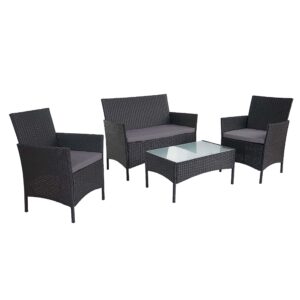 Wohnli Möbelsuche - POLY-RATTAN GARTEN-GARNITUR Anthrazit