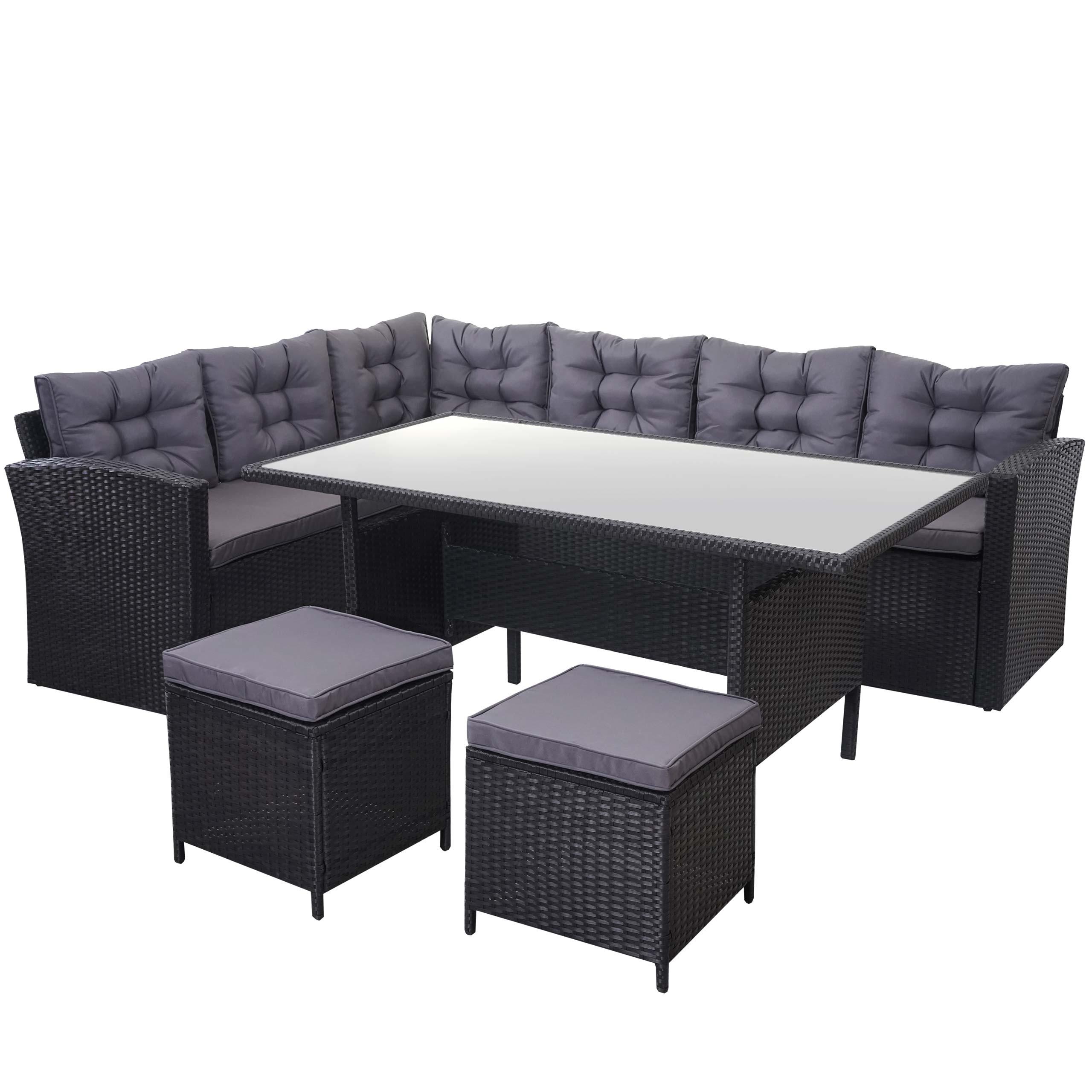 wohnli-moebel-suche-800000526961 Wohnli Möbelsuche - POLY-RATTAN-GARNITUR + HOCKER Schwarz 4er-Set