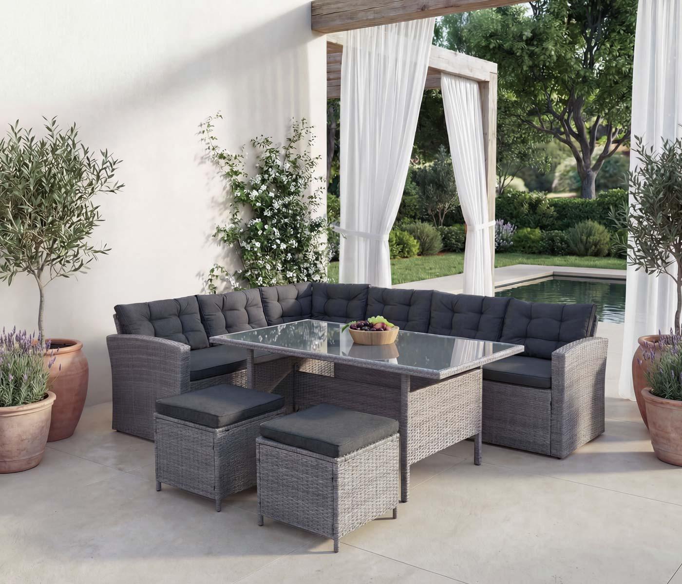 wohnli-moebel-suche-800000526968-1 POLY-RATTAN-GARNITUR Grau Kunststoff MCW Garten & Outdoor > Gartenmöbel > Gartenmöbel-Sets Grau