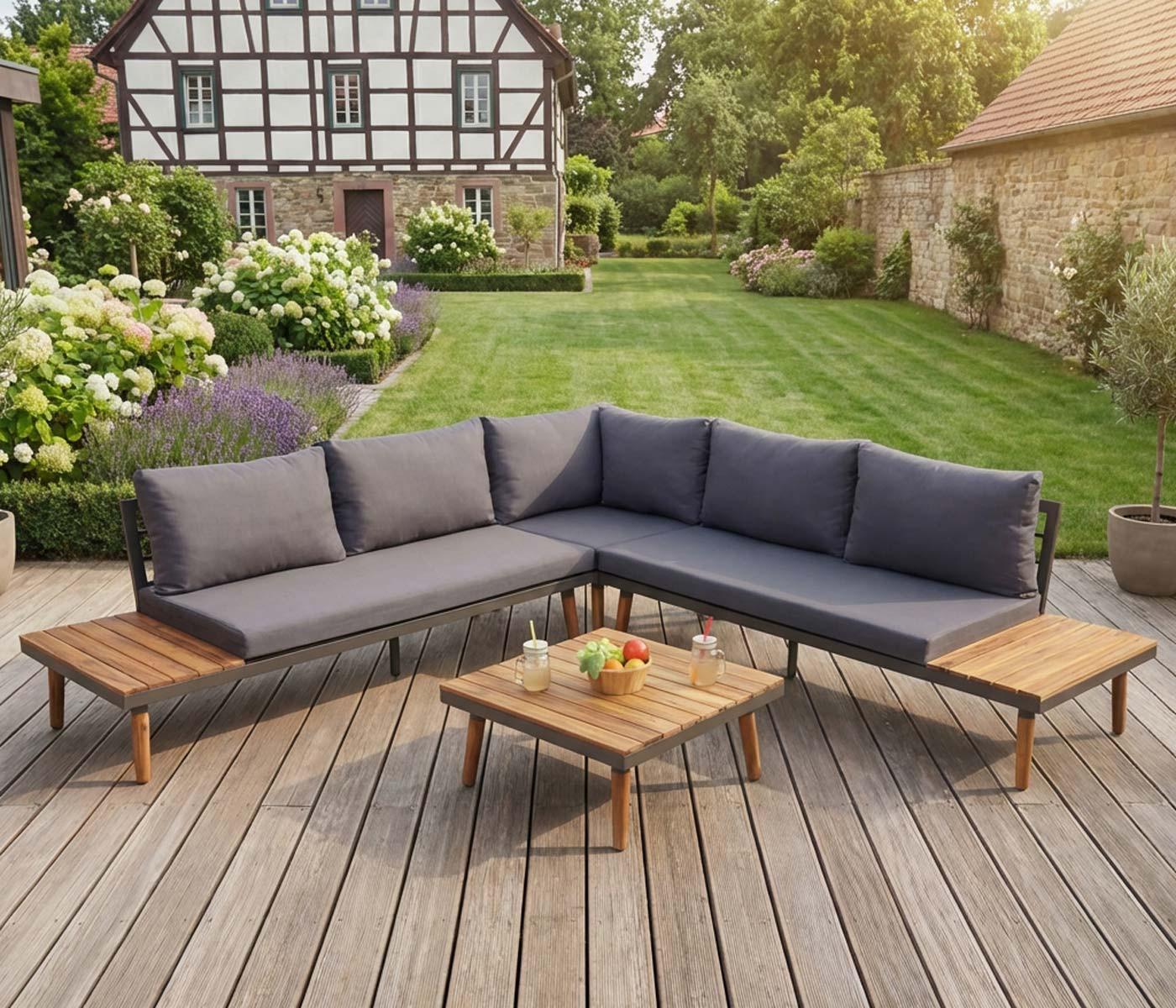 wohnli-moebel-suche-800000527055-1 GARTEN-GARNITUR Braun Metall MCW Garten & Outdoor > Gartenmöbel > Gartenmöbel-Sets Braun