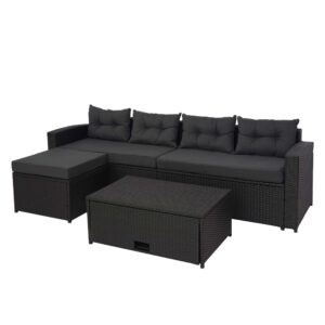 Wohnli Möbelsuche - POLY-RATTAN GARNITUR Schwarz