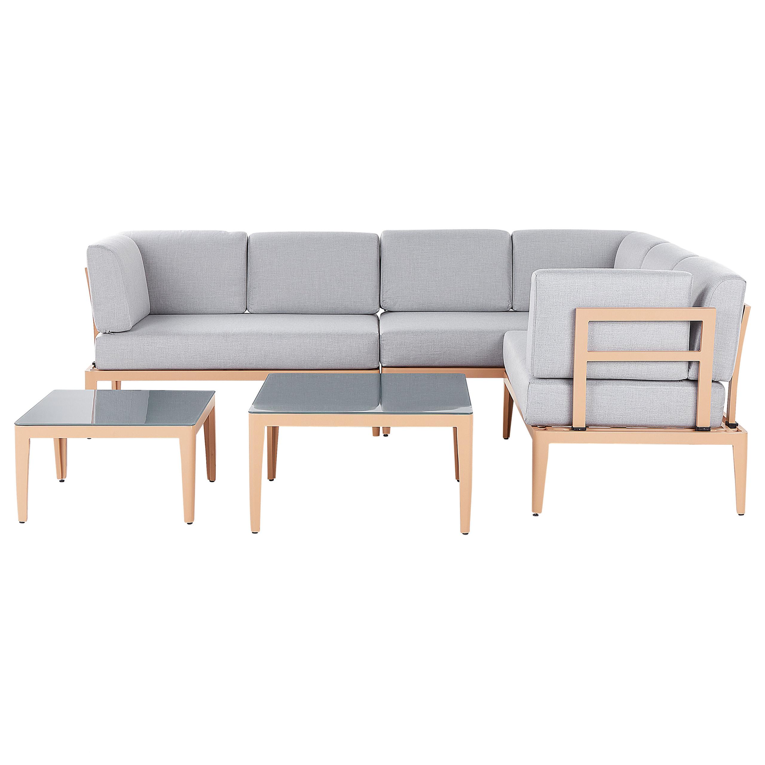 wohnli-moebel-suche-800000527424 Wohnli Möbelsuche - LOUNGE SET 6-Sitzer hellbraun rechtsseitig modular Auflagen hellgrau Rima III
