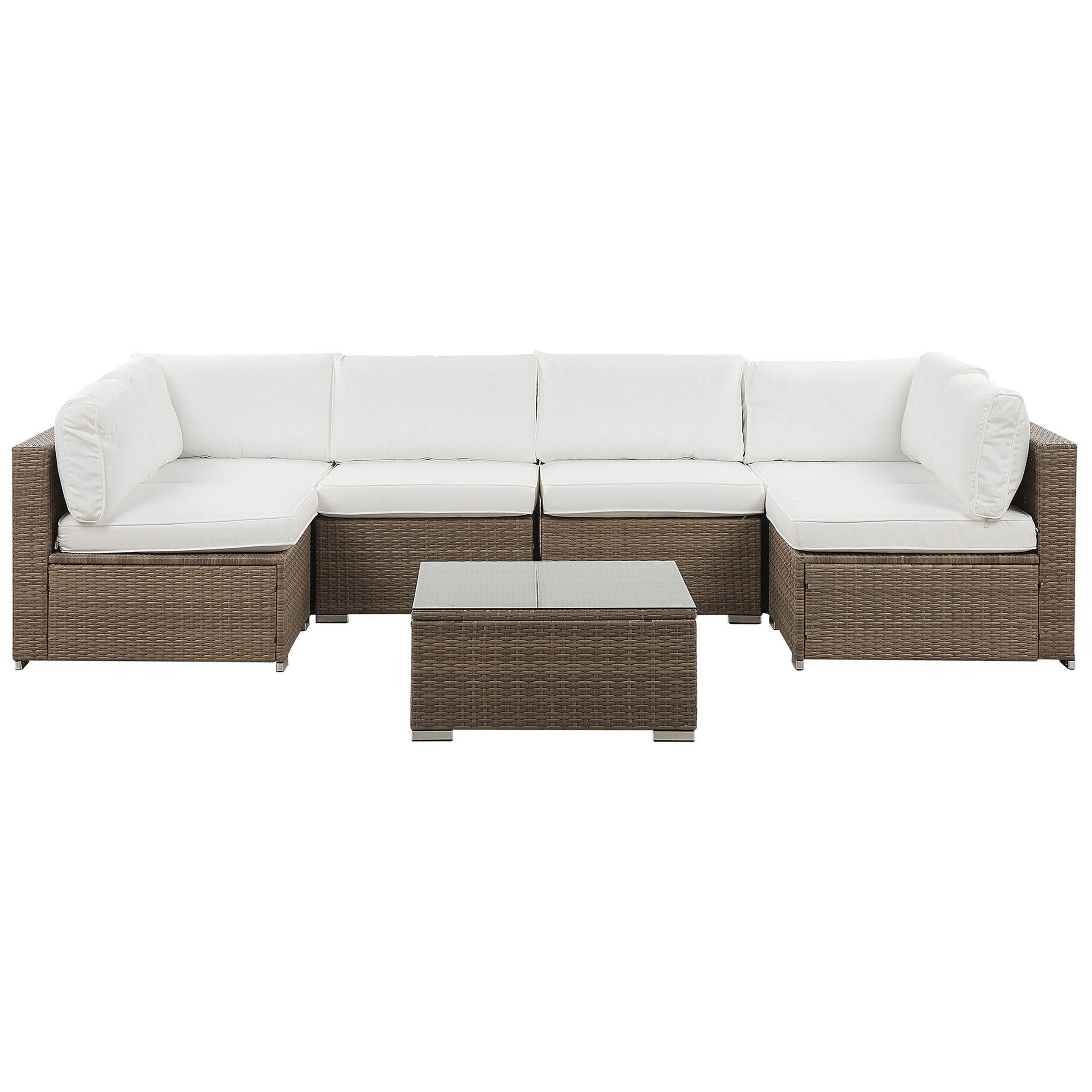 wohnli-moebel-suche-800000527524 Wohnli Möbelsuche - LOUNGE SET 6-Sitzer modular Braun Auflagen weiß Belvedere