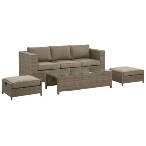 wohnli-moebel-suche-800000527525-1 LOUNGE-SET 5-Sitzer Braun Belluno Kunststoff Beliani Garten & Outdoor > Gartenmöbel > Gartenmöbel-Sets Braun