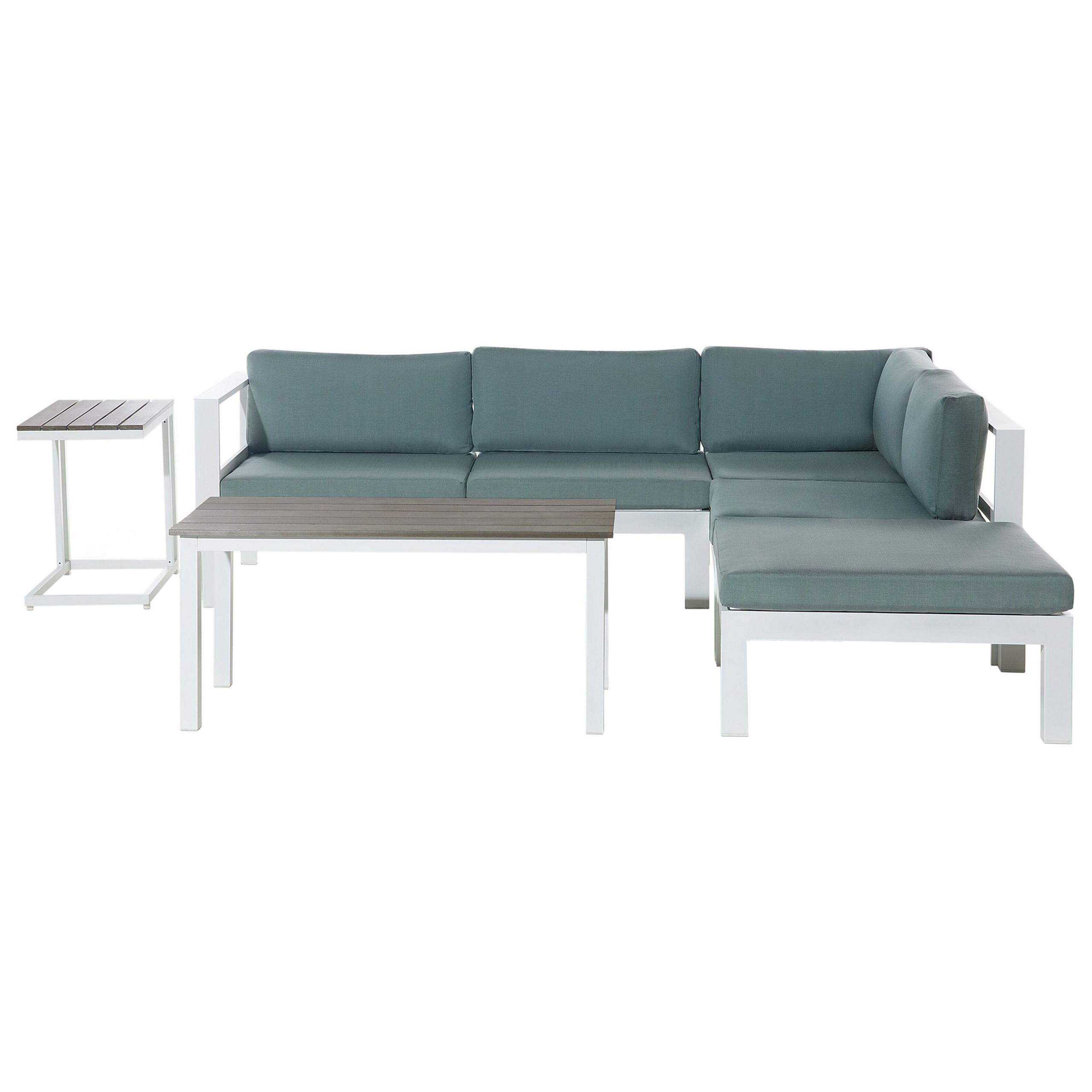 wohnli-moebel-suche-800000527549 Wohnli Möbelsuche - LOUNGE SET 5-Sitzer weiß Auflagen grün-grau Messina