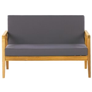 LOUNGE SET 4-Sitzer Hellbraun Auflagen dunkelgrau Pallano Holz Beliani Garten & Outdoor > Gartenmöbel > Gartenmöbel-Sets Braun