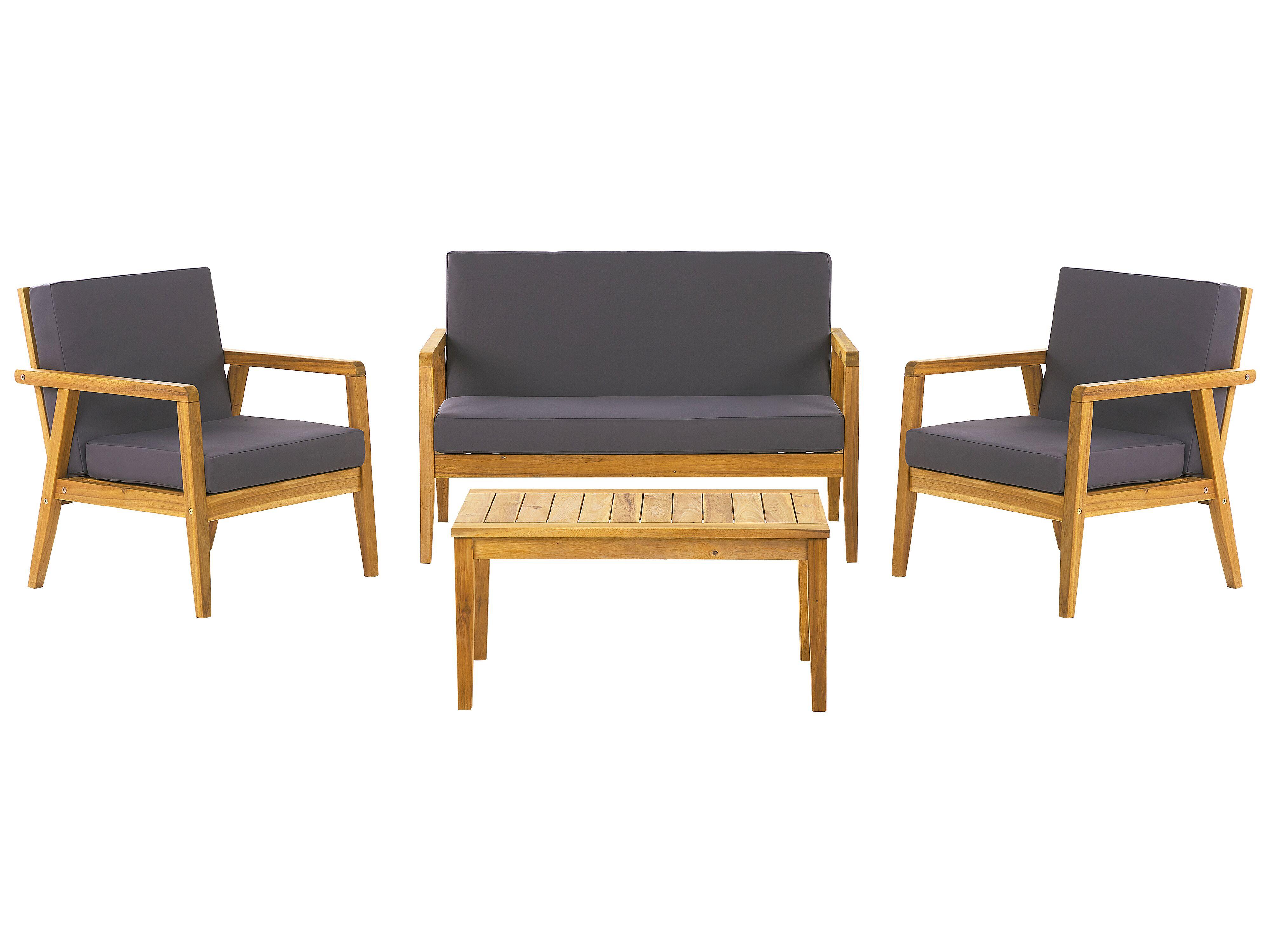 Wohnli Möbelsuche - LOUNGE SET 4-Sitzer Hellbraun Auflagen dunkelgrau Pallano