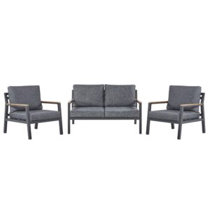 LOUNGE-SET 4-sitzer Aluminium Schwarz Delia Metall Beliani Garten & Outdoor > Gartenmöbel > Gartenmöbel-Sets Schwarz