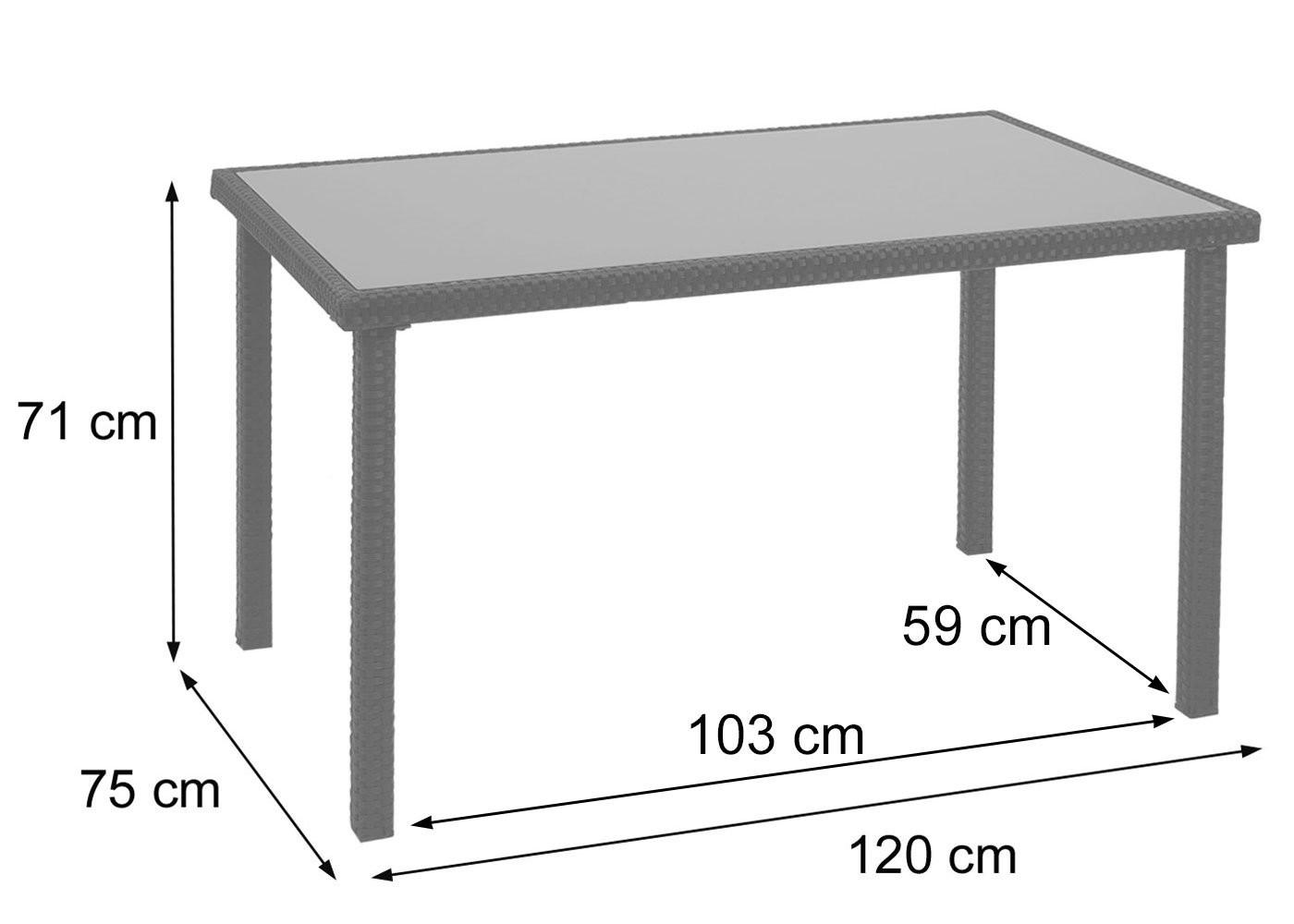 wohnli-moebel-suche-800000528350-1 POLY-RATTAN TISCH rechteck Grau Kunststoff MCW Garten & Outdoor > Gartenmöbel > Gartentische Grau