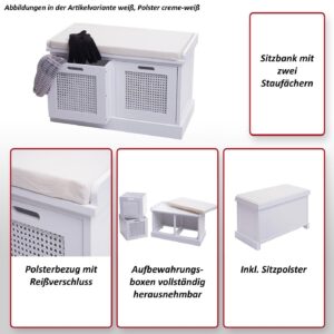 wohnli-moebel-suche-800000528541-1 SITZBANK AUFBEWAHRUNGSBOXEN Cremeweiß Holz MCW Garderoben > Garderobenbänke Weiß