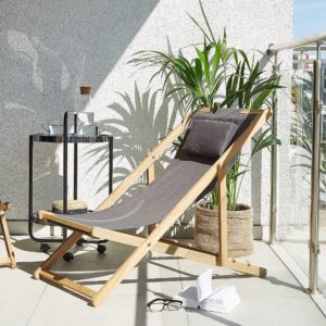 wohnli-moebel-suche-800000529390-1 LIEGESTUHL hellbraun/grau Avellino Textil Beliani Garten & Outdoor > Gartenmöbel > Gartenliegen Braun