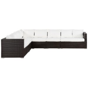 wohnli-moebel-suche-800000529439-1 LOUNGE-SET 8-Sitzer braun linksseitig modular Auflagen beige XXL Kunststoff Beliani Garten & Outdoor > Gartenmöbel > Gartenmöbel-Sets Braun