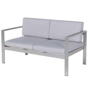 wohnli-moebel-suche-800000529440-1 LOUNGE-SET 4-sitzer Aluminium Hellgrau Salerno Metall Beliani Garten & Outdoor > Gartenmöbel > Gartenmöbel-Sets Grau